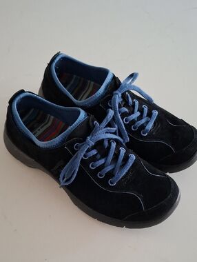 Dansko Black Suede Sneakers with Blue Accents - Slip Resistant (EU 39; US 8.5)